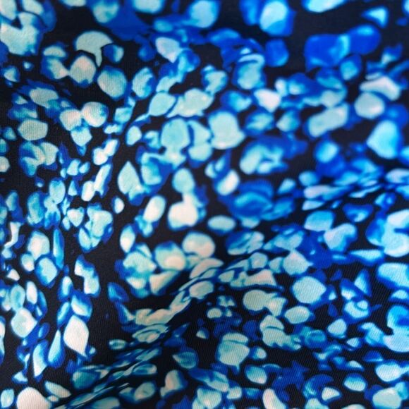 Land's End high Modest neck Tankini Top Soft cup Navy Turquoise Mosaic Dot Var - Picture 5 of 5